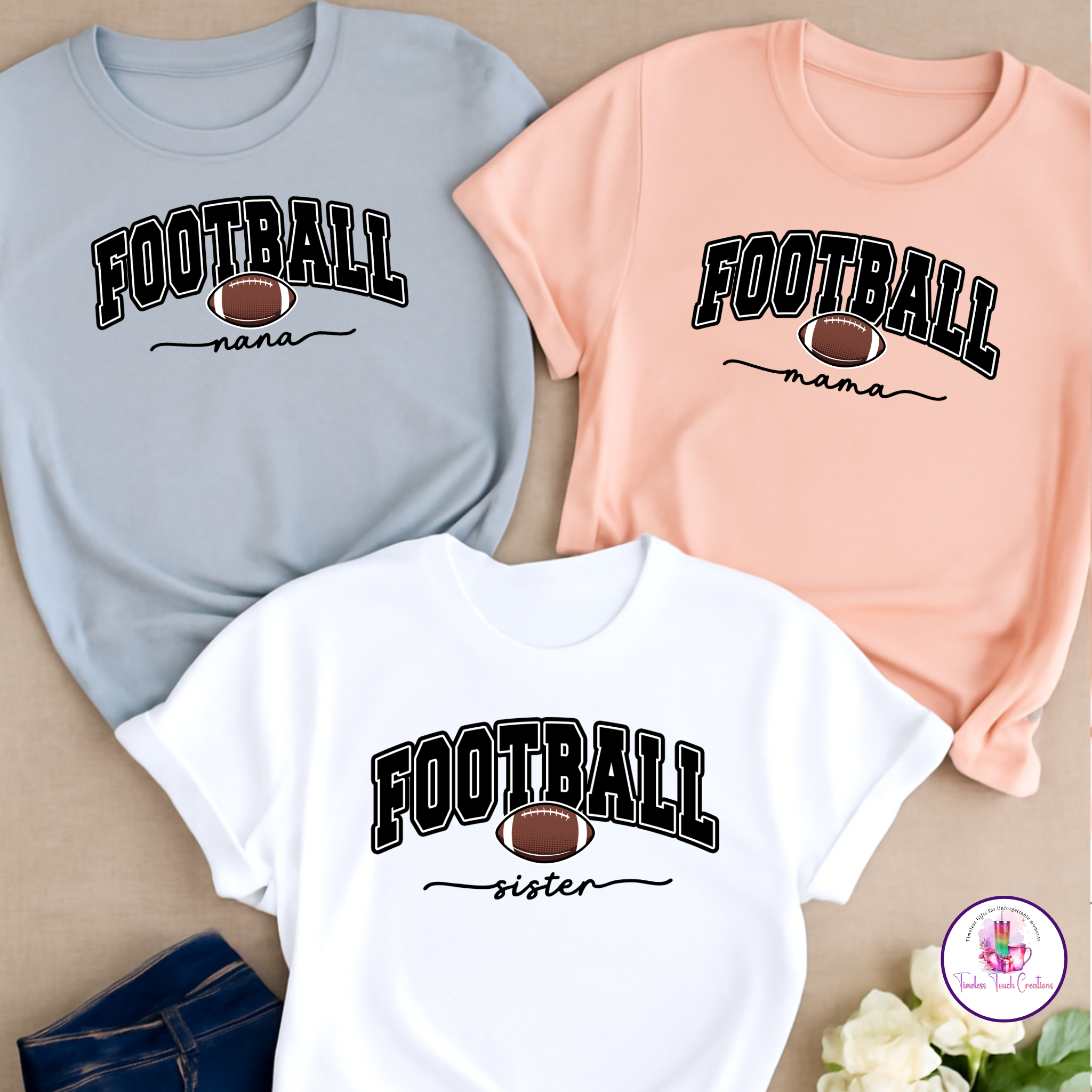 Football Family Custom Shirt, Personalized with 'Mama', 'Sister' 'Nana' or Any Family Member