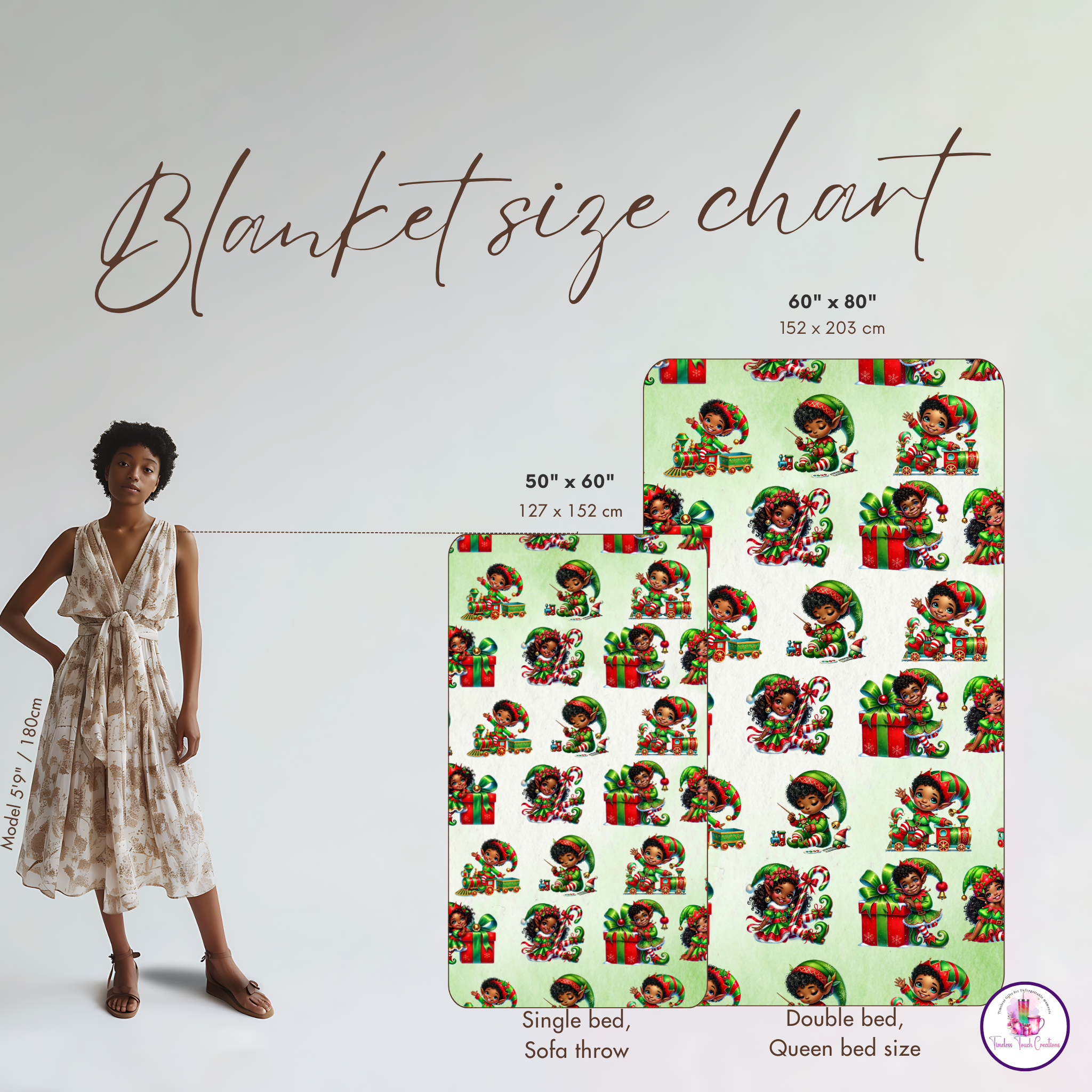 Festive Throw Christmas Blanket – African American Christmas Elves Holiday Fleece | Cozy Ultra Soft Winter Gift Throw