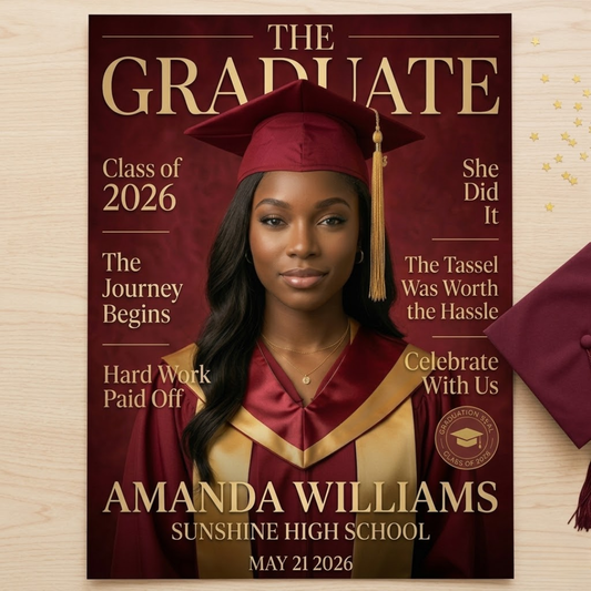 Magazine Style Graduation Invitation: Graduate Spotlight