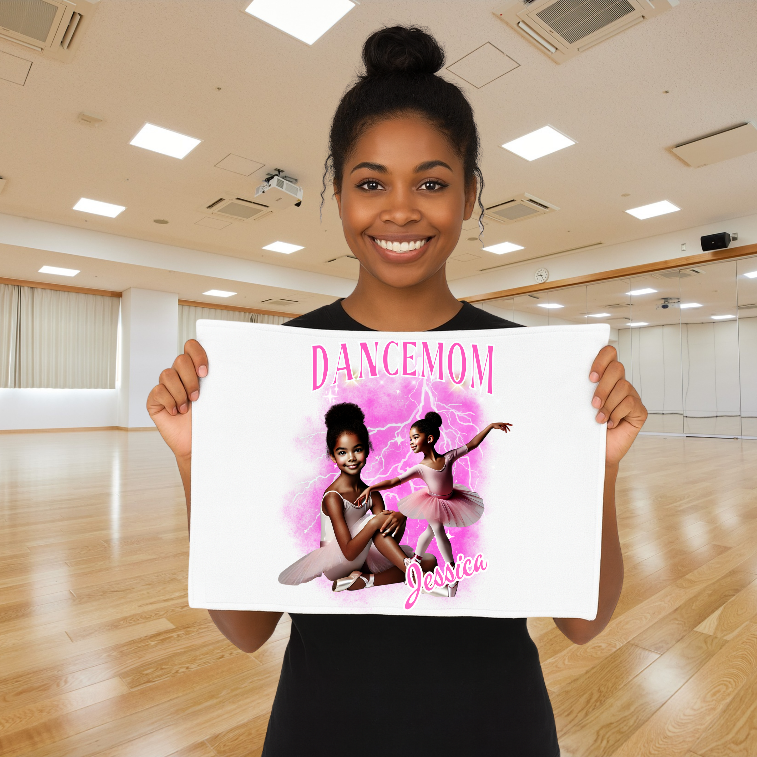 Personalized Dance Mom Rally Towel with Custom Child Photo and Name – Ballet Mom Gift