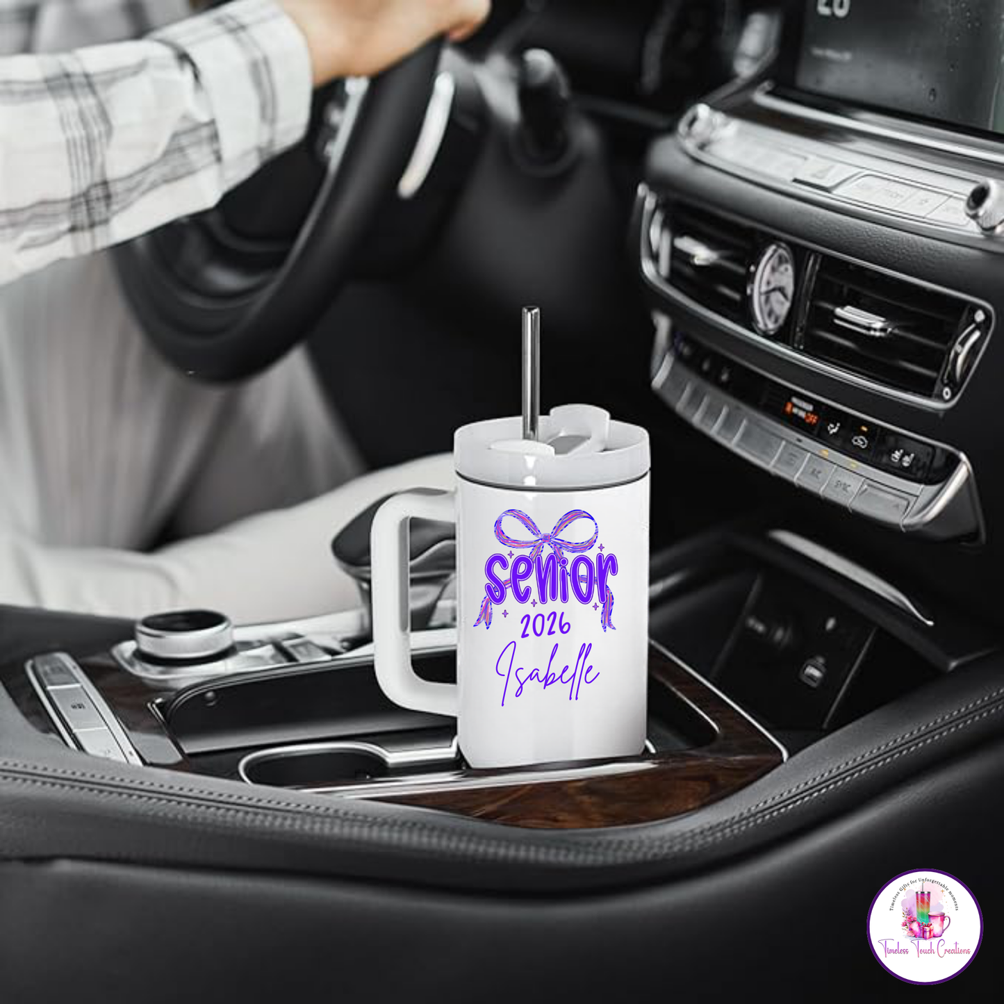 Personalized Senior 2026 Tumbler, 40 oz & 20 oz Coquette Bow Cup with Handle, Class of 2026 Graduation Gift for High School Seniors, Girls, Back to School, or Senior Night