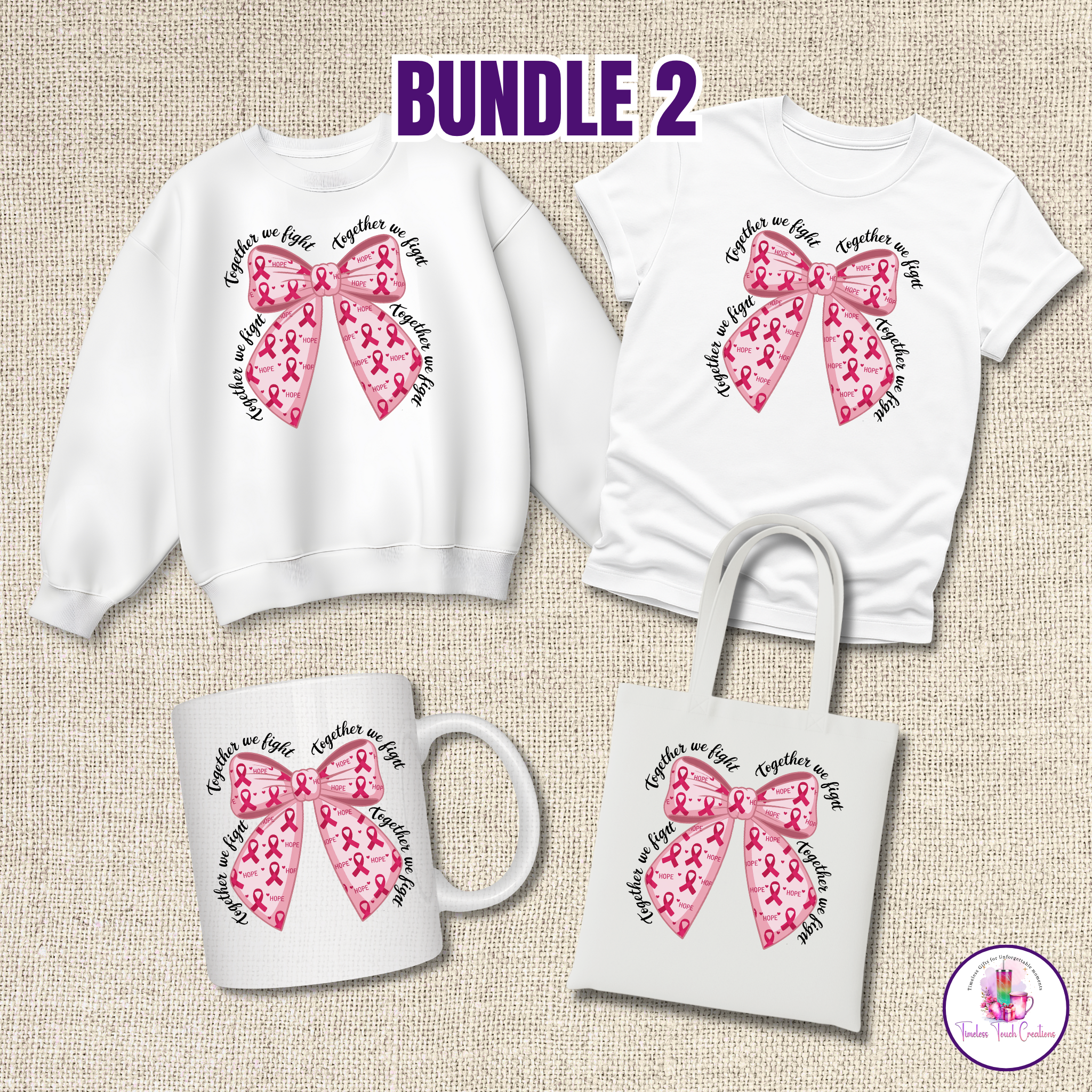 Stronger Together Supporter Bundle Breast Cancer Awareness Shirts Sweatshirts and Mugs