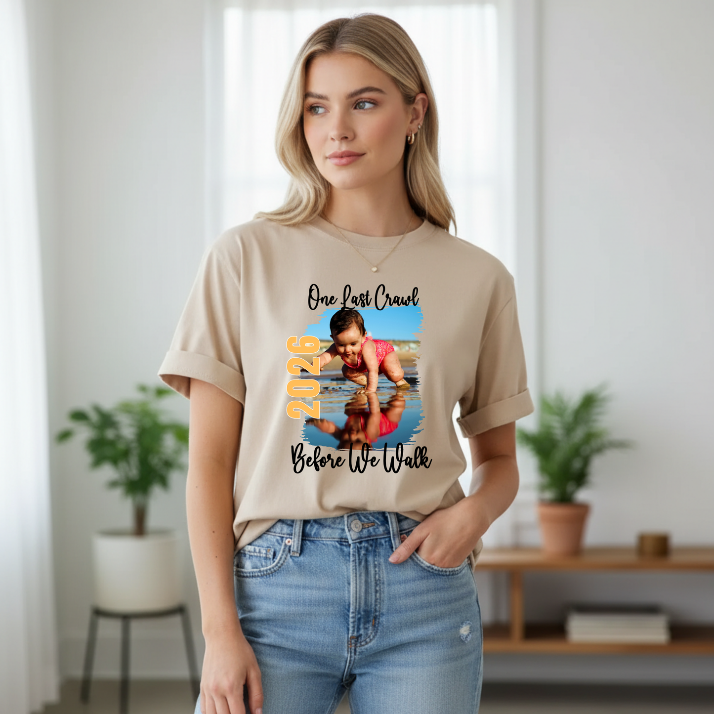 College Senior Bar Crawl Shirt 2026 - One Last Crawl Before We Walk Graduation Tee with Baby Photo