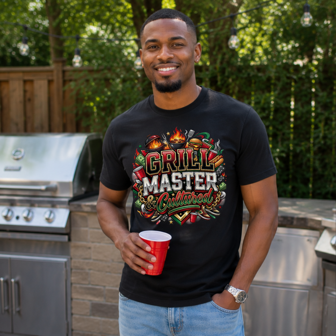 Grill Master and Cultured T-Shirt | BBQ Cookout Graphic Tee for Grill Lovers