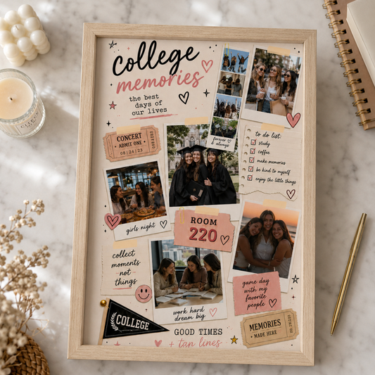 College Memories Digital Template | Personalized College Photo Wall Art Canva Template