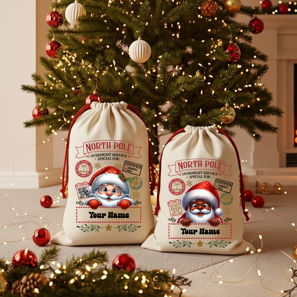 Personalized Christmas Sack North Pole Gift Bag for Holiday Presents