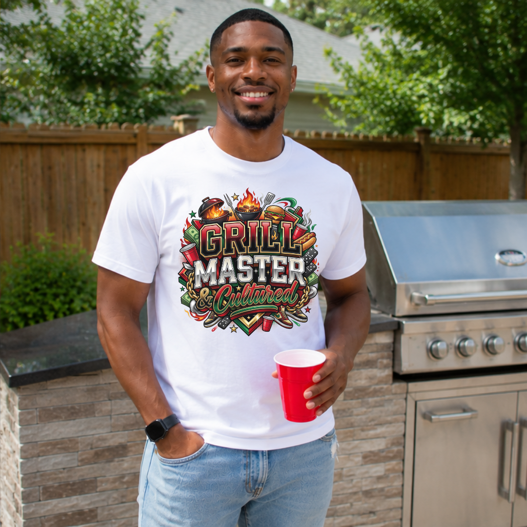Grill Master and Cultured T-Shirt | BBQ Cookout Graphic Tee for Grill Lovers