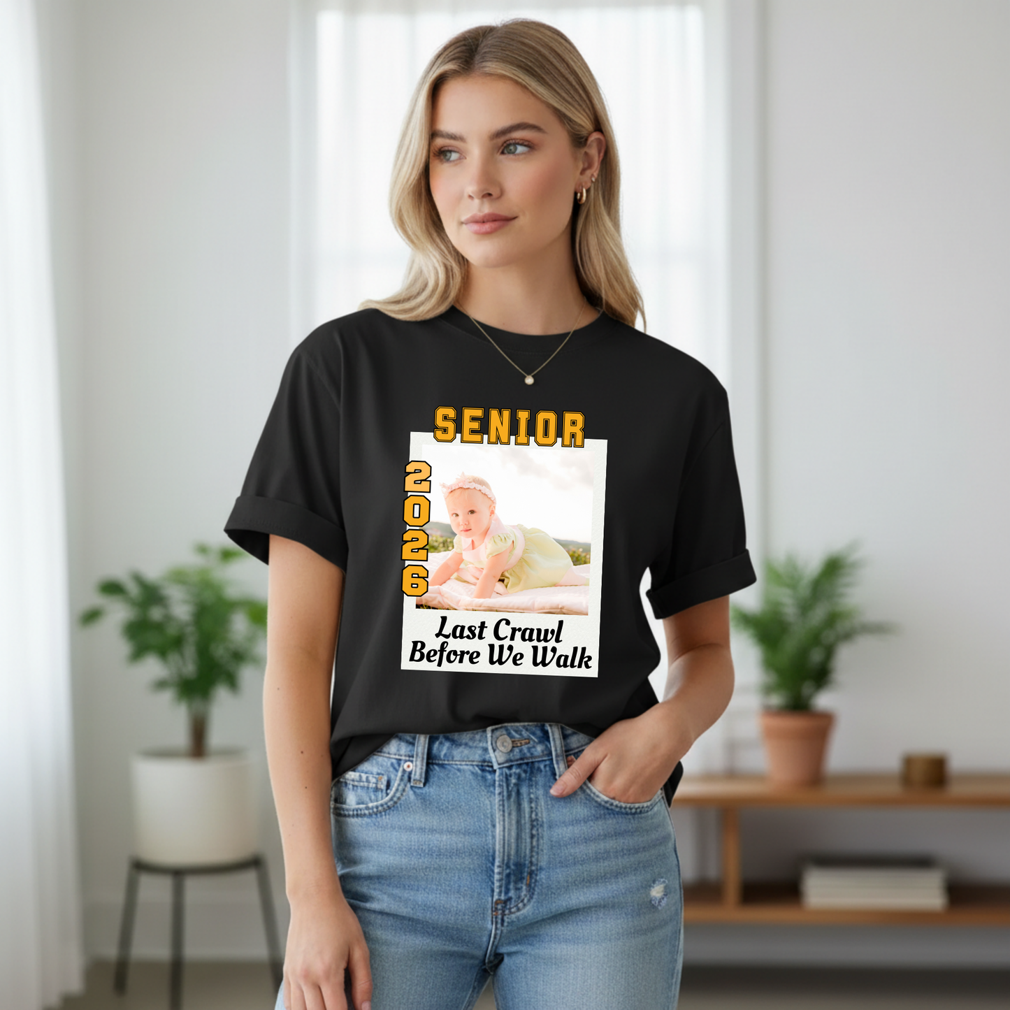 College Senior Bar Crawl Tee 2026 - Last Crawl Before We Walk Graduation Shirt with Baby Photo