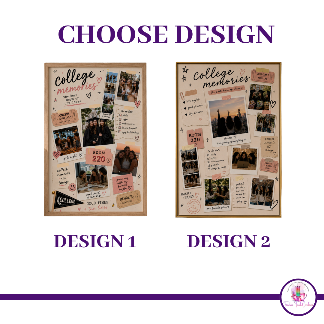 College Memories Digital Template | Personalized College Photo Wall Art Canva Template