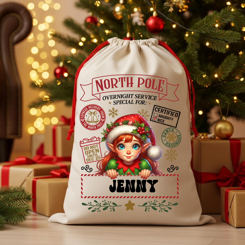 Personalized Christmas Sack North Pole Gift Bag for Holiday Presents