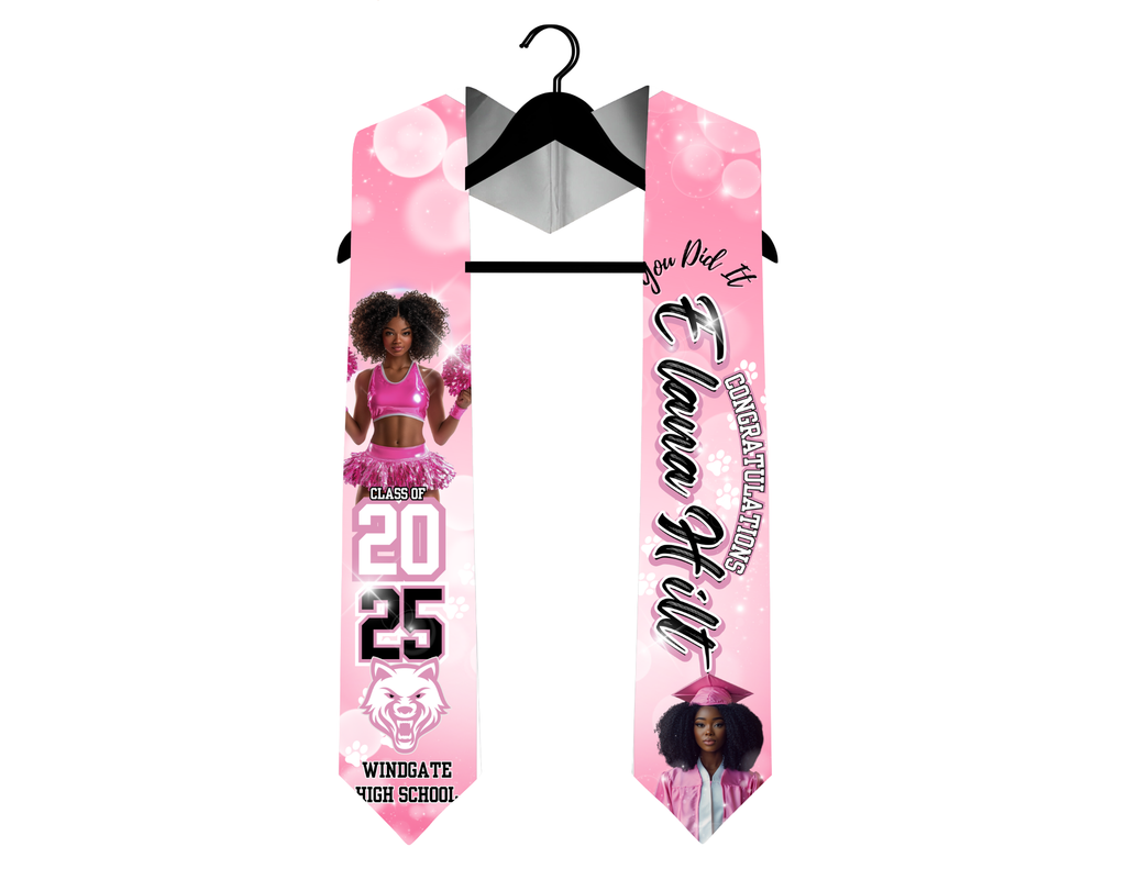 Custom Graduation Stole with Photos and School Mascot – Personalized Class of 2025/2026 Keepsake