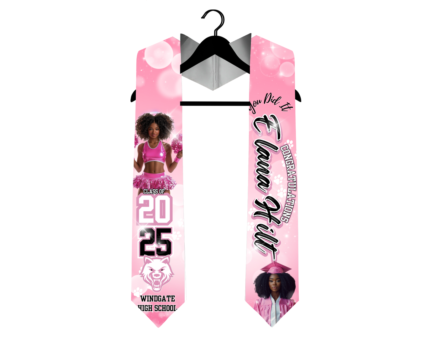 Custom Graduation Stole with Photos and School Mascot – Personalized Class of 2025/2026 Keepsake