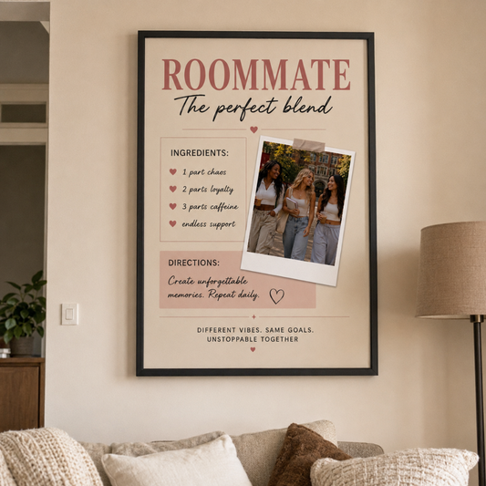Roommate The Perfect Blend | Personalized Photo Wall Art Digital Template