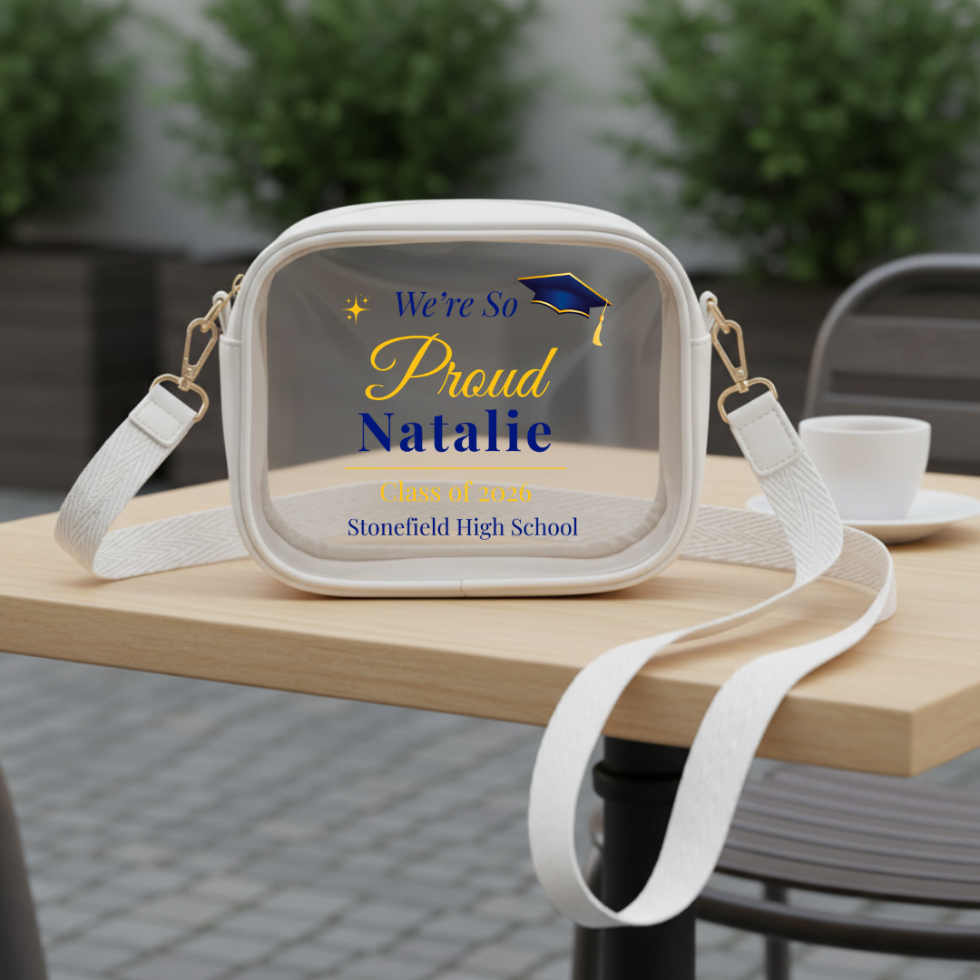 Personalized Graduation Clear Bags - Custom Name Grad Bags