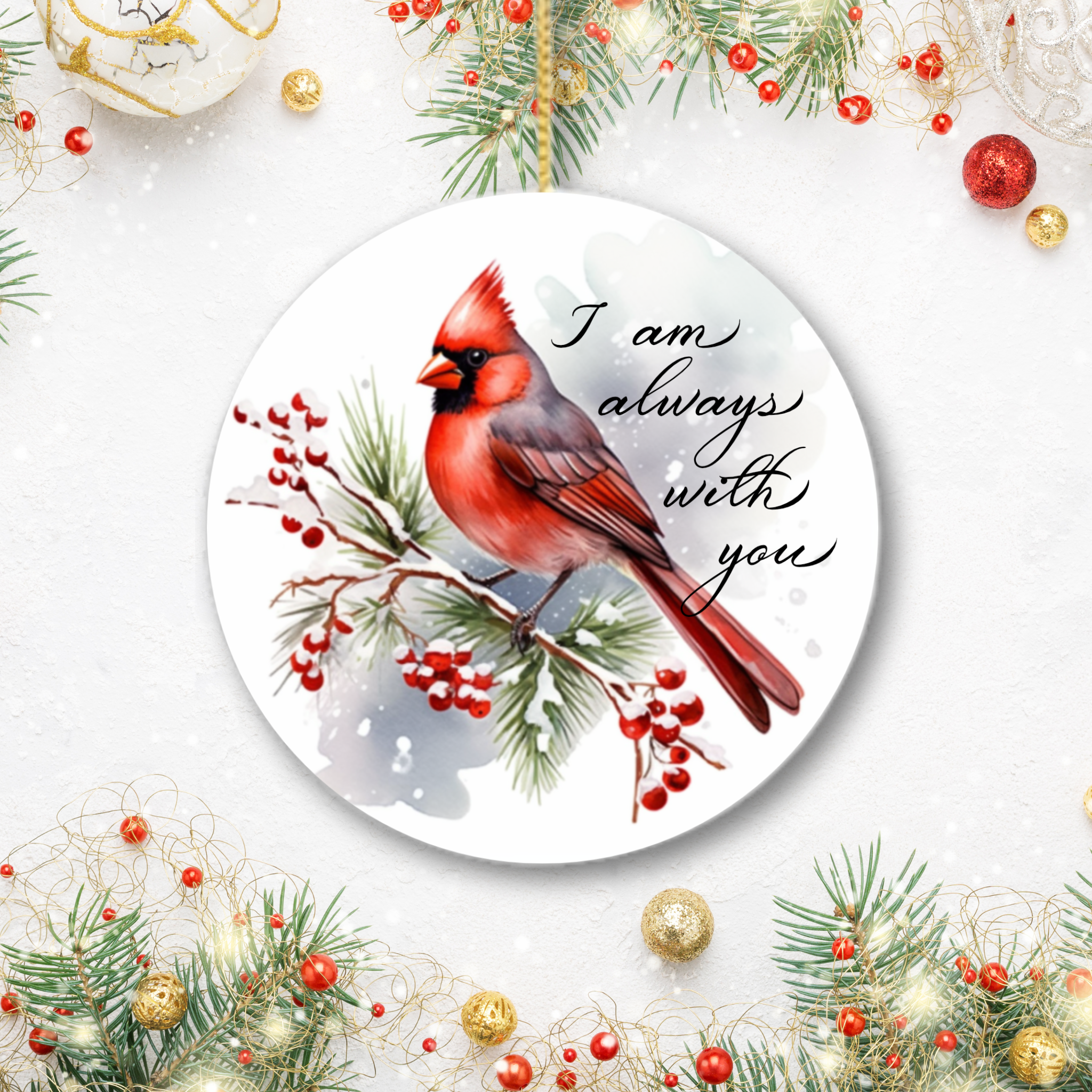 Cardinal Memorial Ornament I Am Always With You Christmas Keepsake Gift for Loss and Remembrance