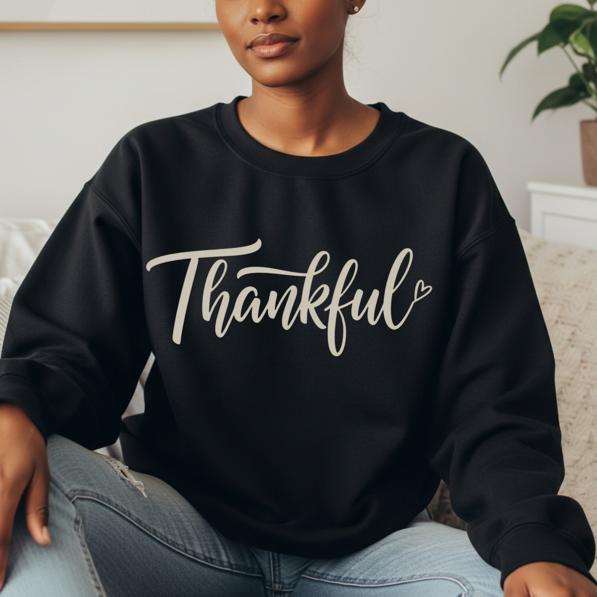 Thankful Sweatshirt Women – Cozy Fall Crewneck | Thanksgiving Graphic Pullover | Cute Autumn Outfit Top