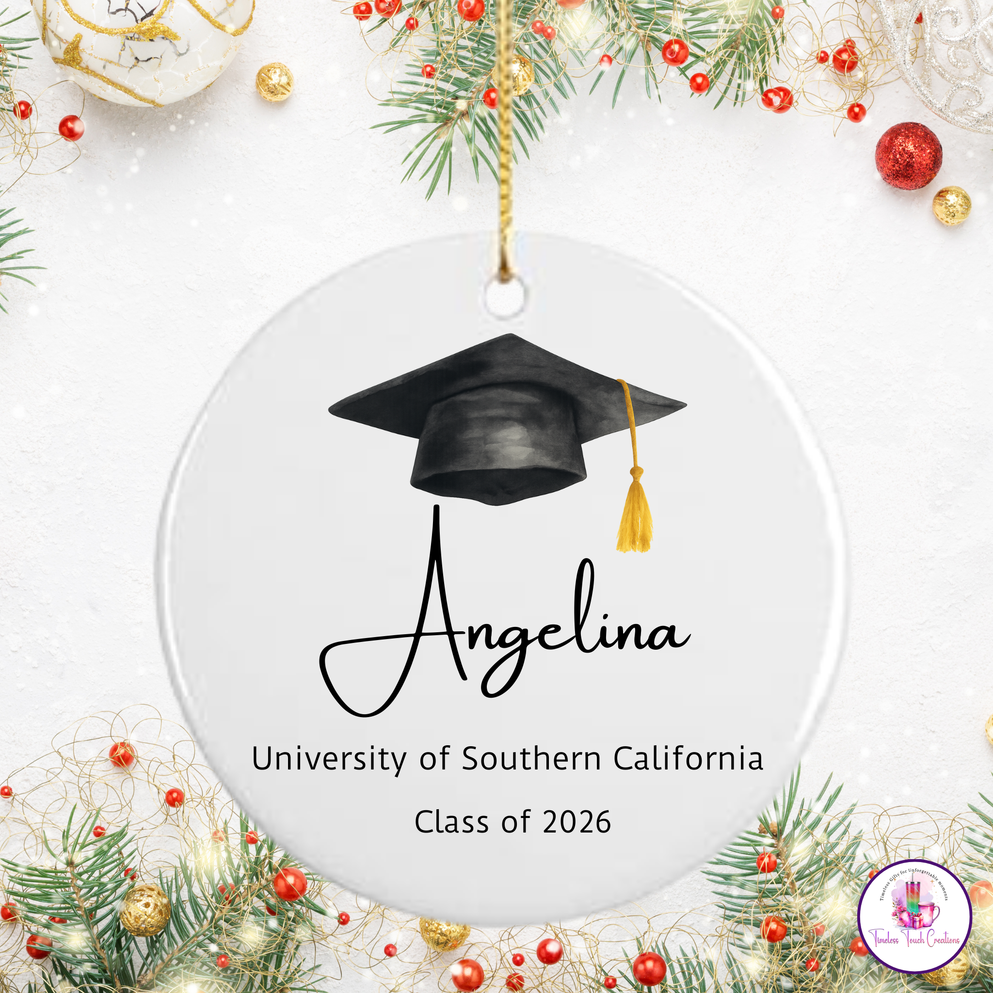 Personalized Christmas Ornament, Graduation Senior 2026 Keepsake Gift for High School & College Seniors