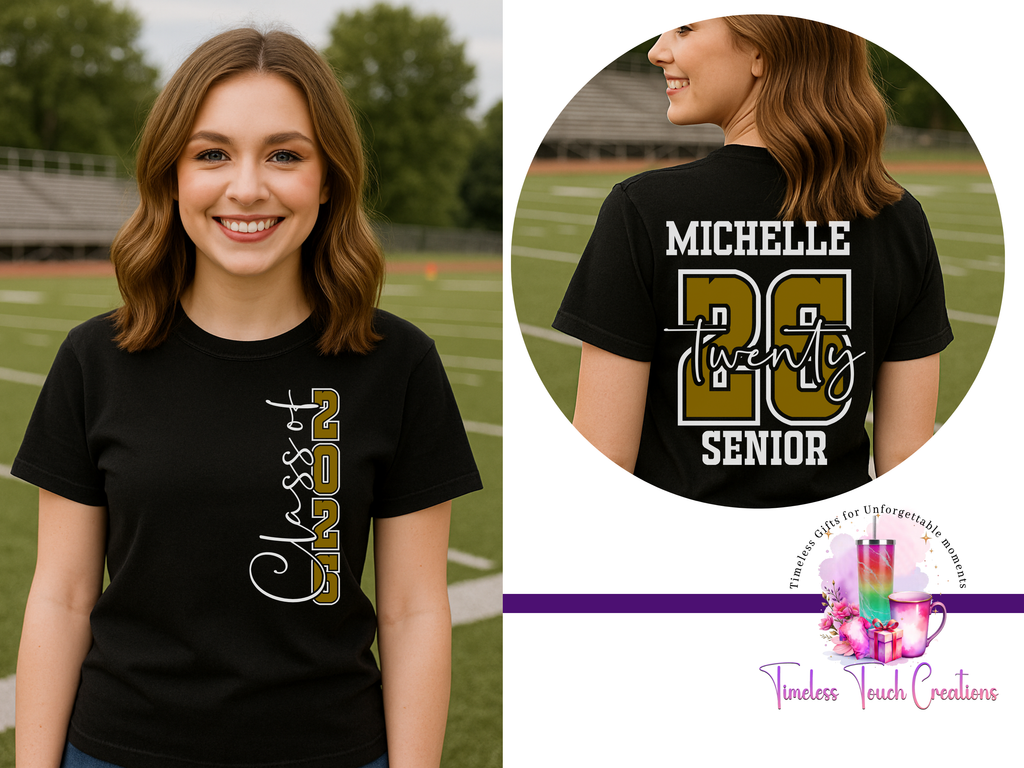 Personalized Class of 2026 Senior Shirt, Custom Name Graduation T-Shirt, Hoodie or Crewneck Sweatshirt, Senior Gift for Her, School Spirit Wear