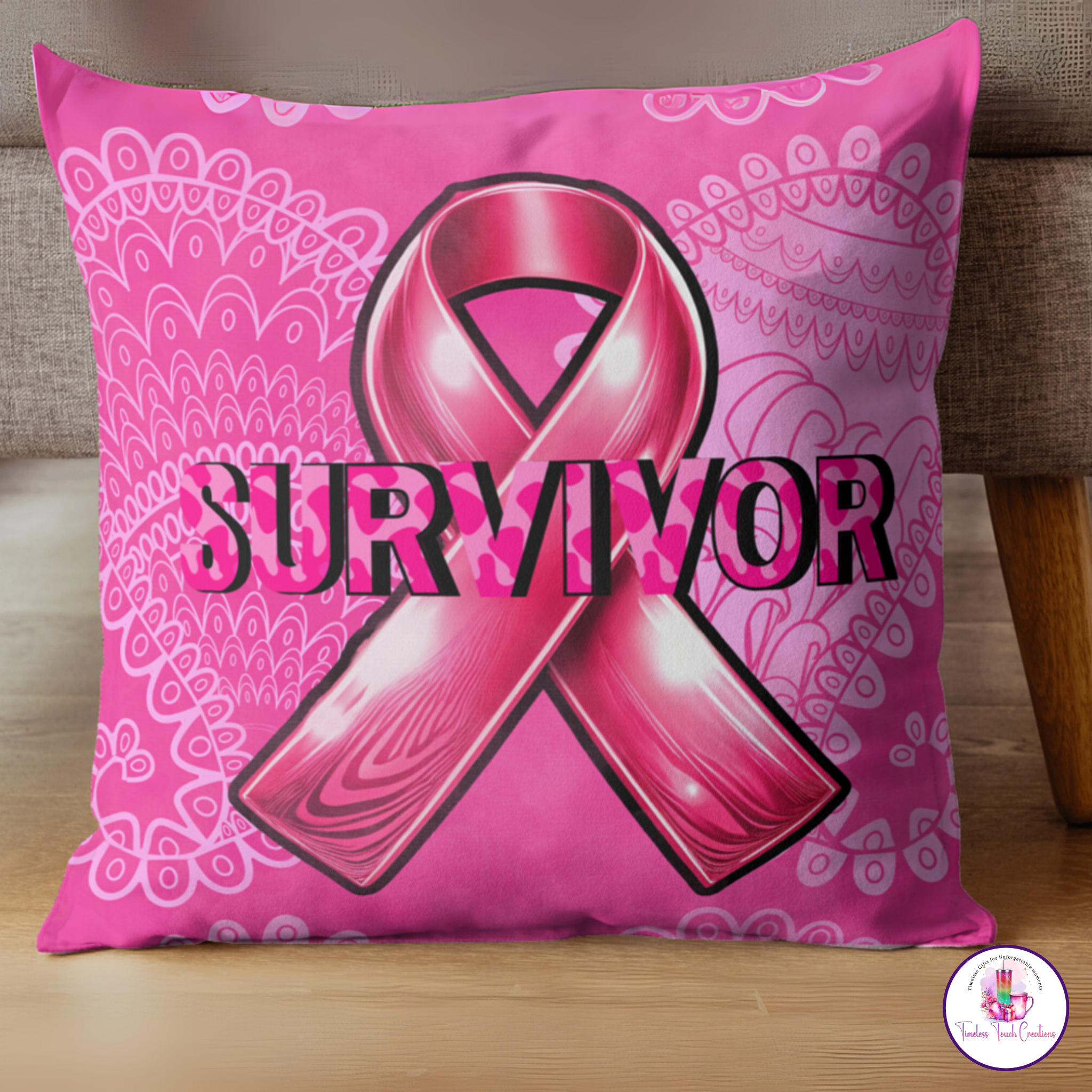 Deluxe Breast Cancer Survivor Bundle Hoodie Blanket Pillow Ornament and T Shirt