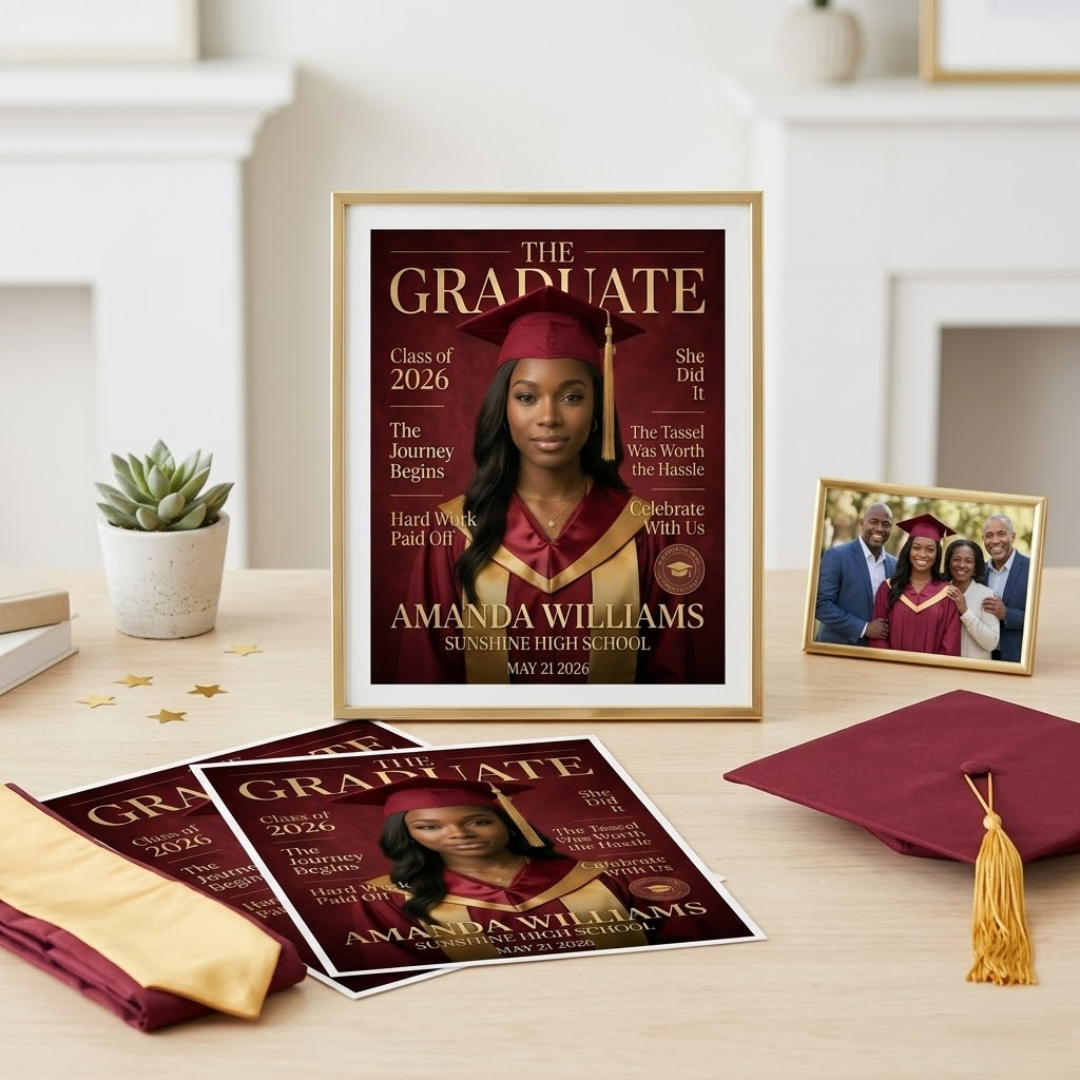 Magazine Style Graduation Invitation: Graduate Spotlight