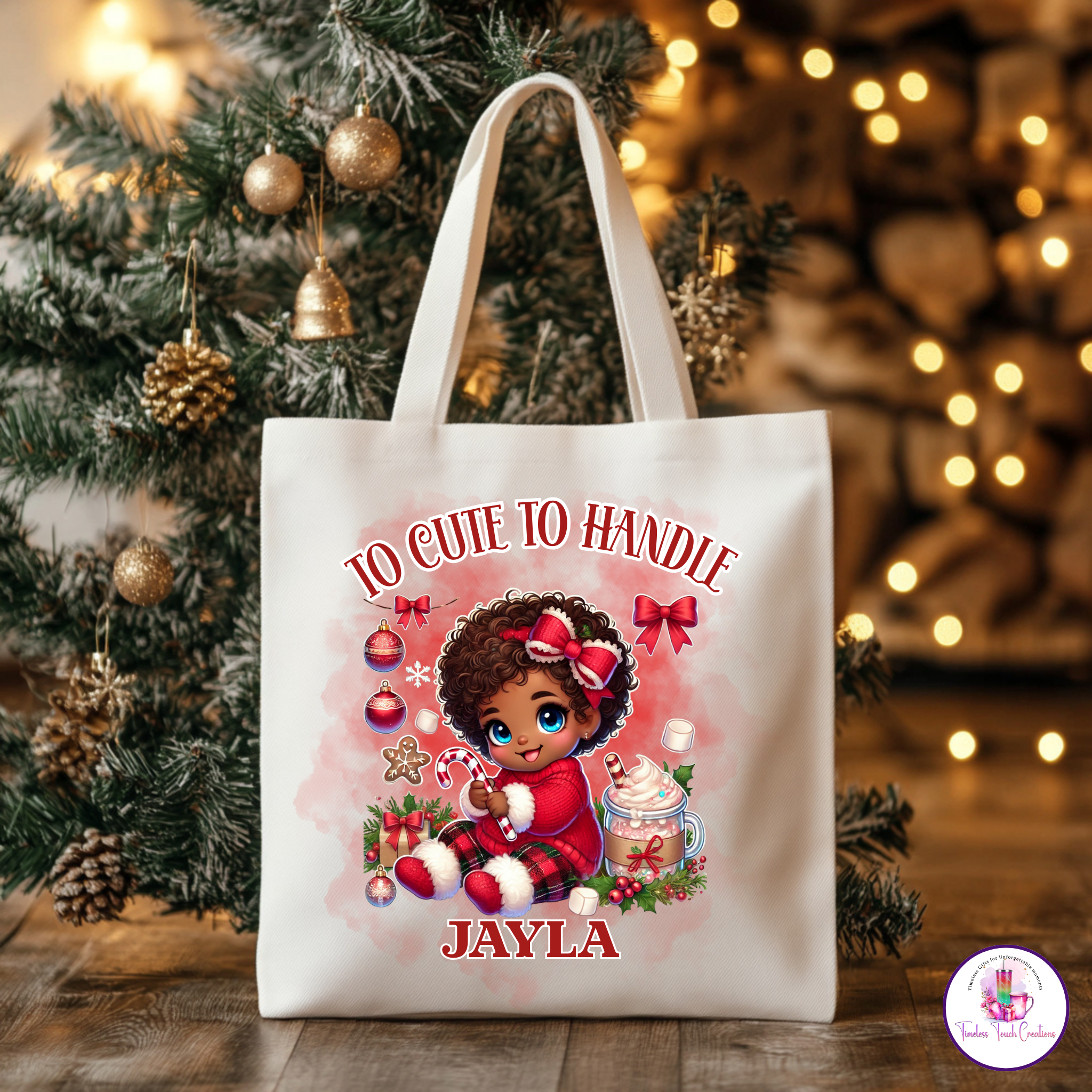 Personalized Christmas Tote Bag for Kids | Custom Holiday Gift Bag with Name