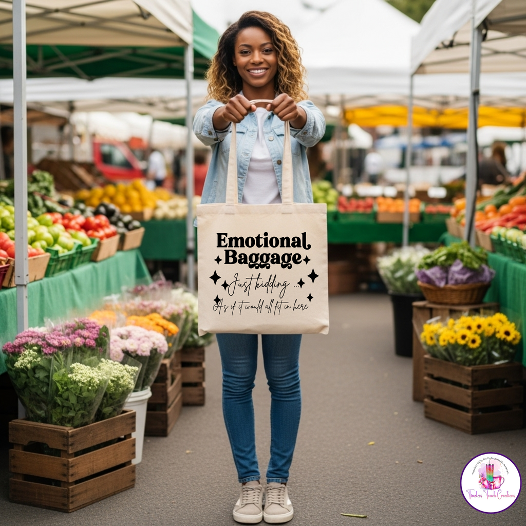 Emotional Baggage Tote Bag, Quote Canvas Bag for Women | Stylish and Practical Everyday Tote Bag