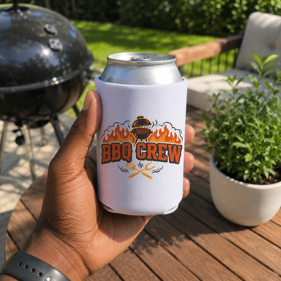 BBQ Crew Koozie | Custom Can Cooler for the Ultimate Grill Master