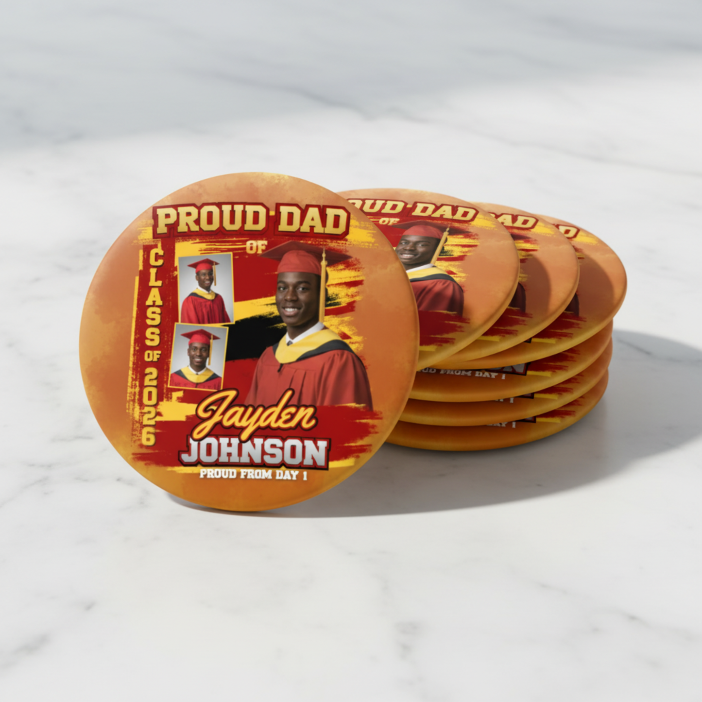 Graduation Buttons Personalized | Custom Senior Set of 6