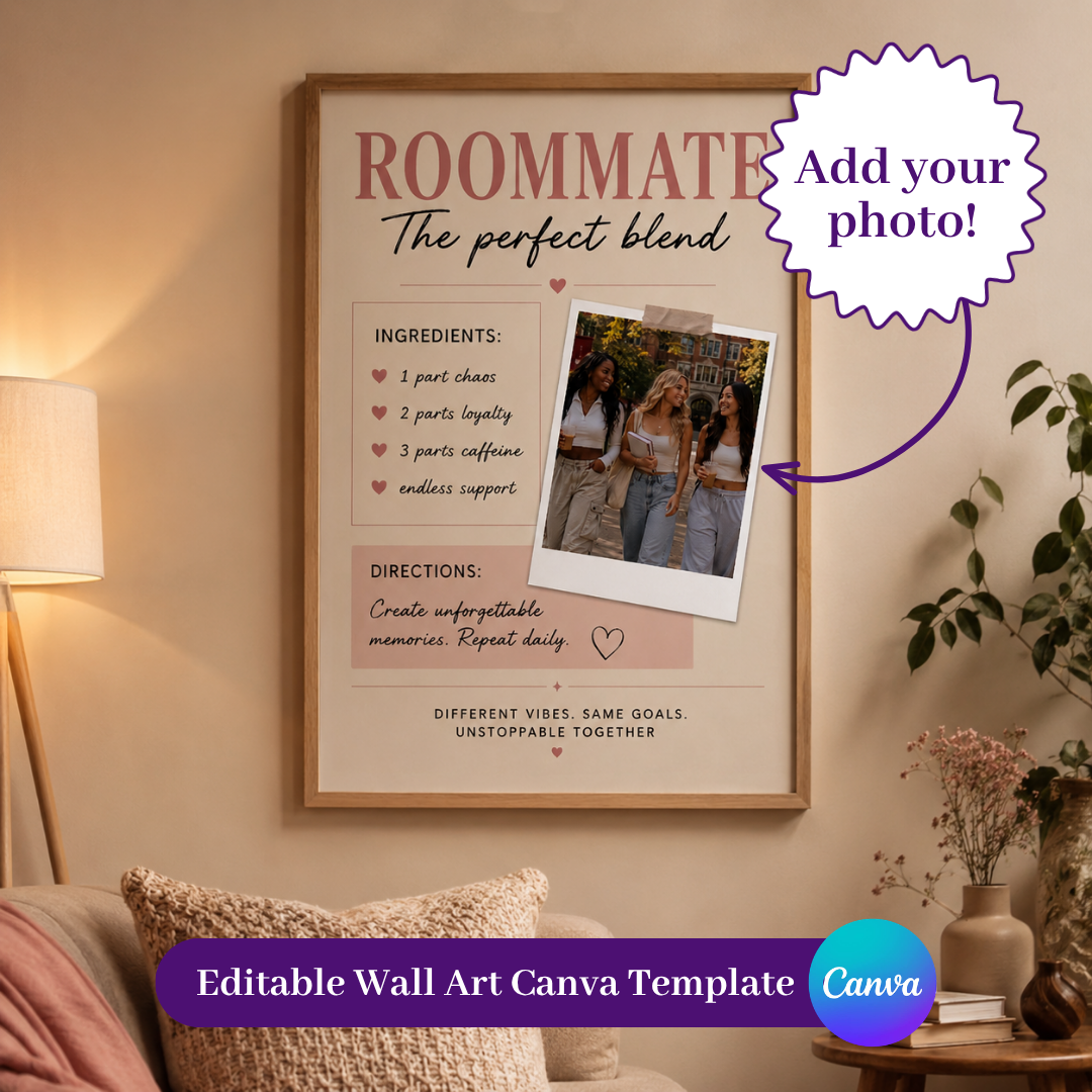 Roommate The Perfect Blend | Personalized Photo Wall Art Digital Template