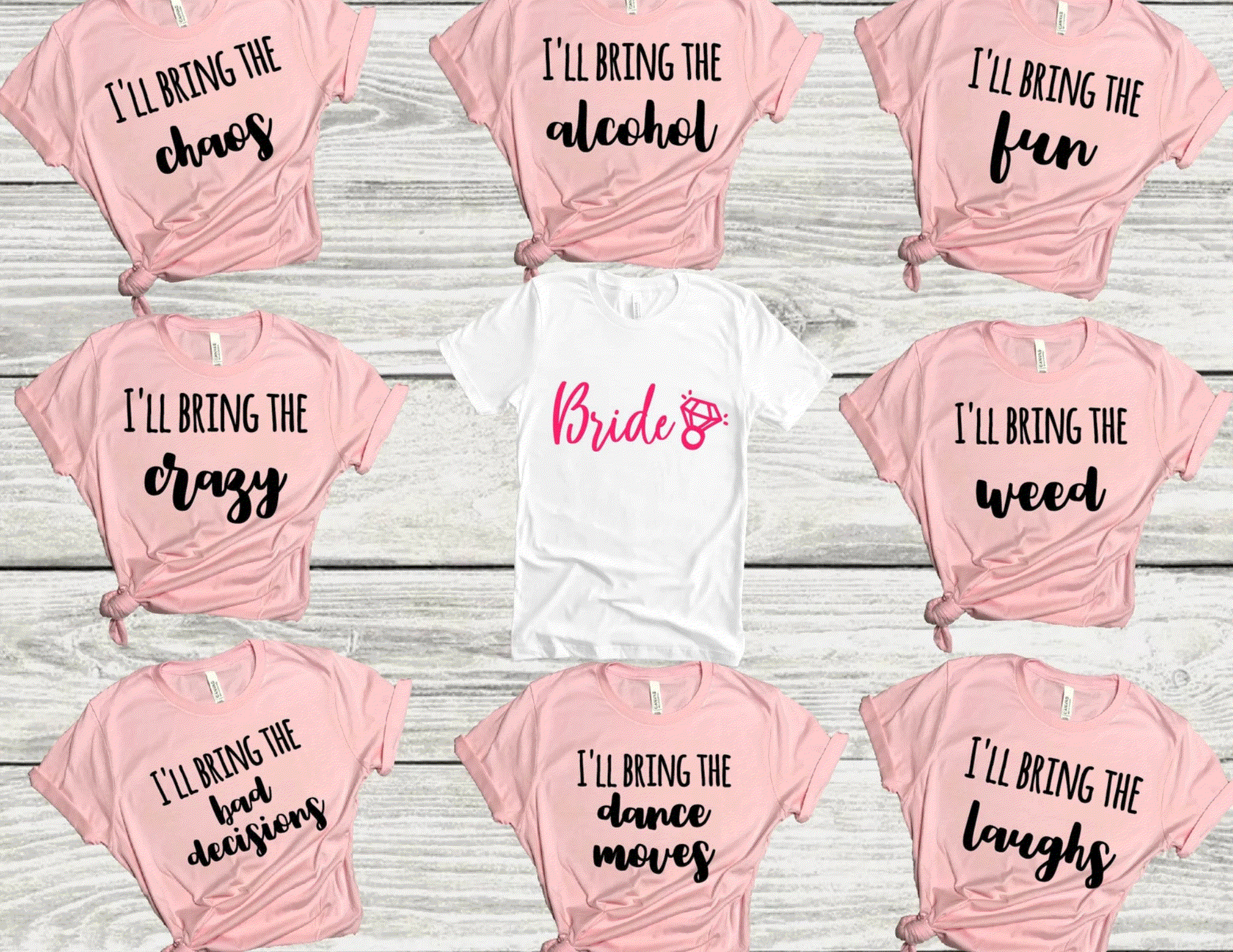 Custom Bride & Bridesmaid Bachelorette Shirts