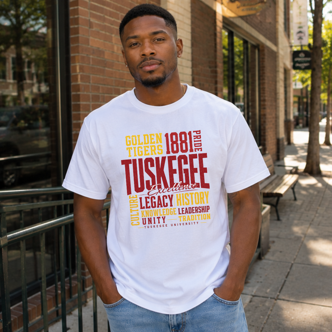 Tuskegee Golden Tigers 1881 Word Art Shirt | HBCU Pride Unisex Graphic Tee