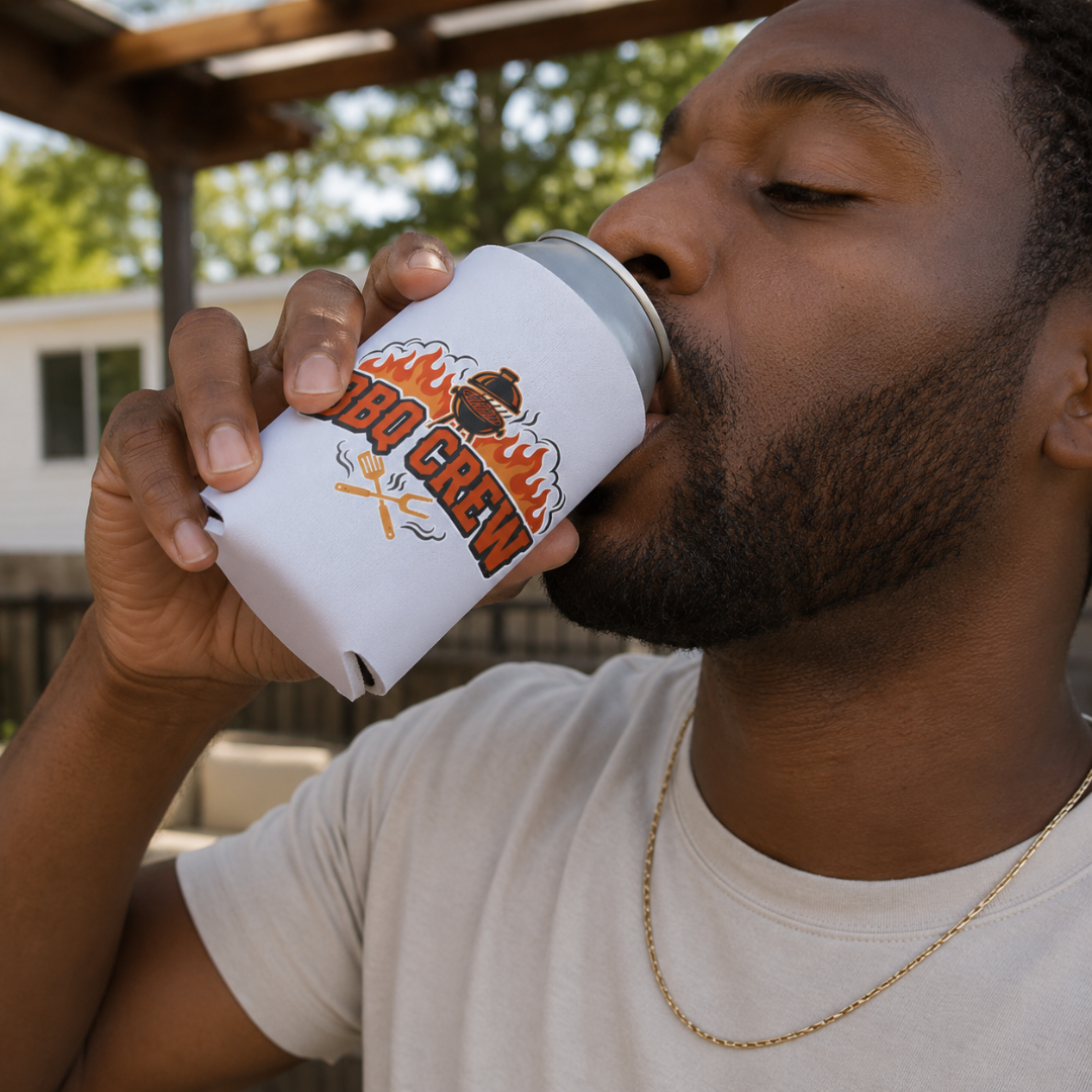 BBQ Crew Koozie | Custom Can Cooler for the Ultimate Grill Master