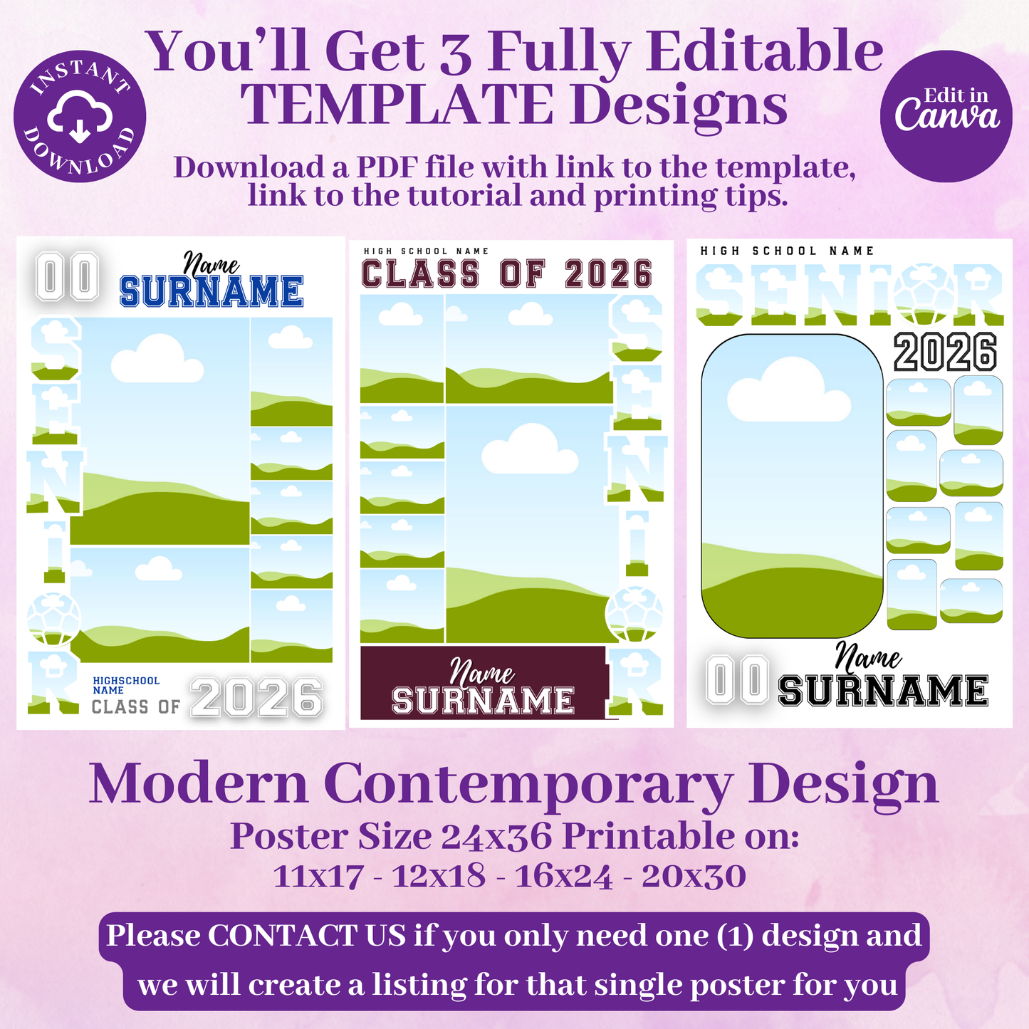 Senior Night Soccer Poster Template - Digital Download Customizable Senior Soccer Poster