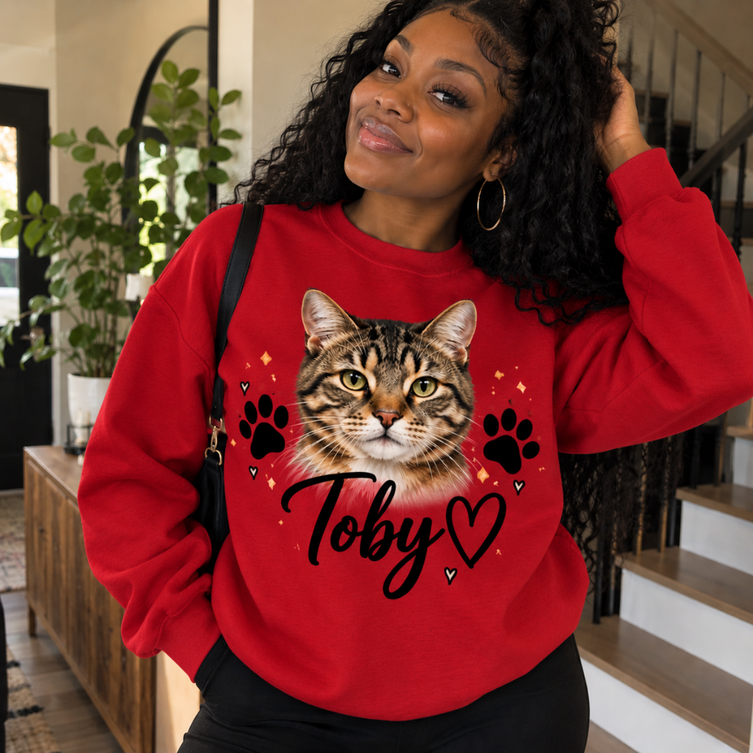 Personalized Pet Photo Sweatshirt | Paw Prints, Hearts & Sparkles