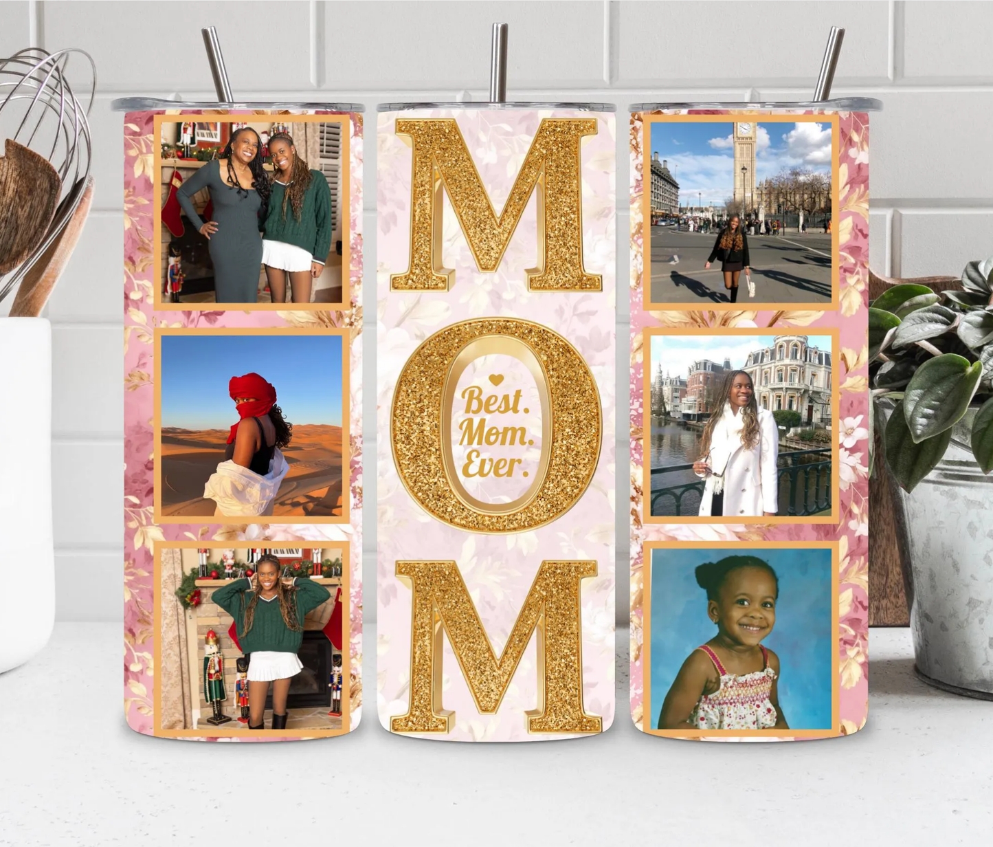 Best Mom Ever Custom Photo Tumbler 20 oz | Personalized Gift for Mom