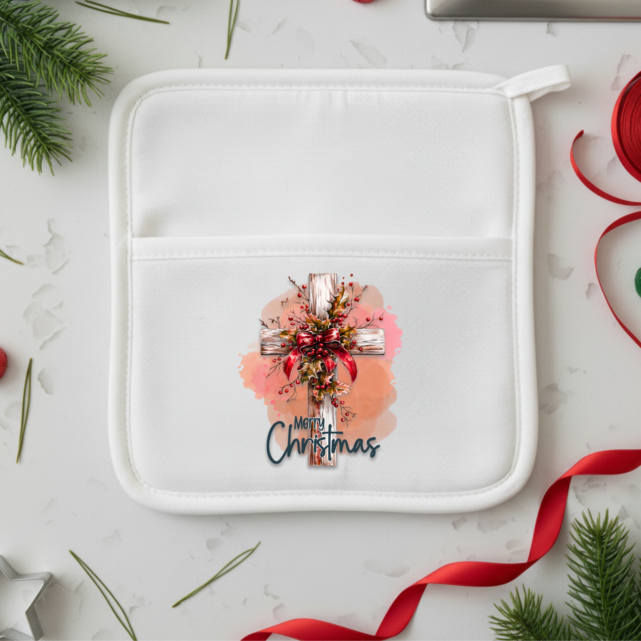 Merry Christmas Cross Holiday Collection Kitchen and Home Decor Gift Set