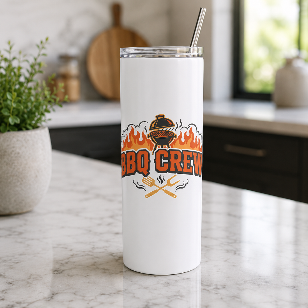 BBQ Crew 20oz Skinny Tumbler | Custom Drinkware for the Ultimate Grill Master