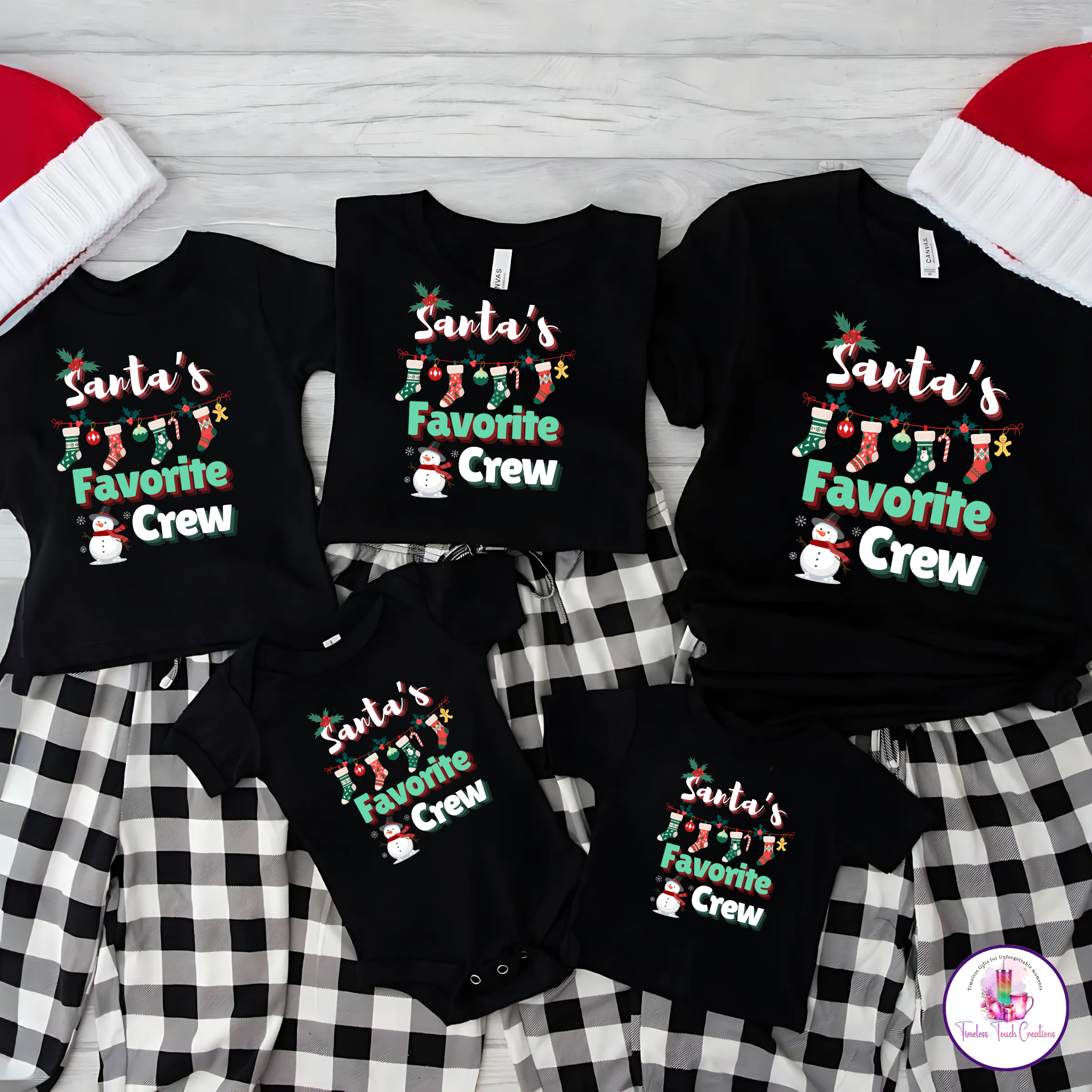Family Christmas Shirt Santa's Favorite Crew Matching Holiday Outfit