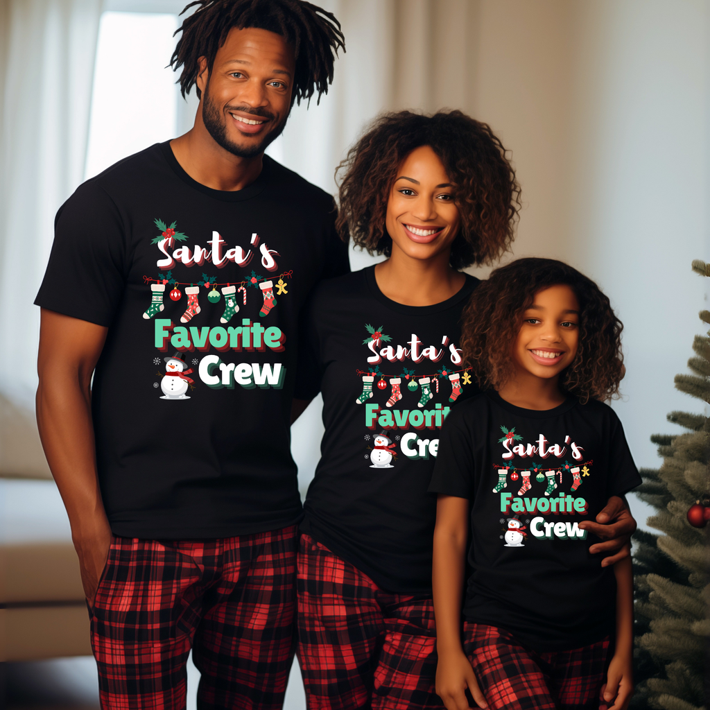 Family Christmas Shirt Santa's Favorite Crew Matching Holiday Outfit