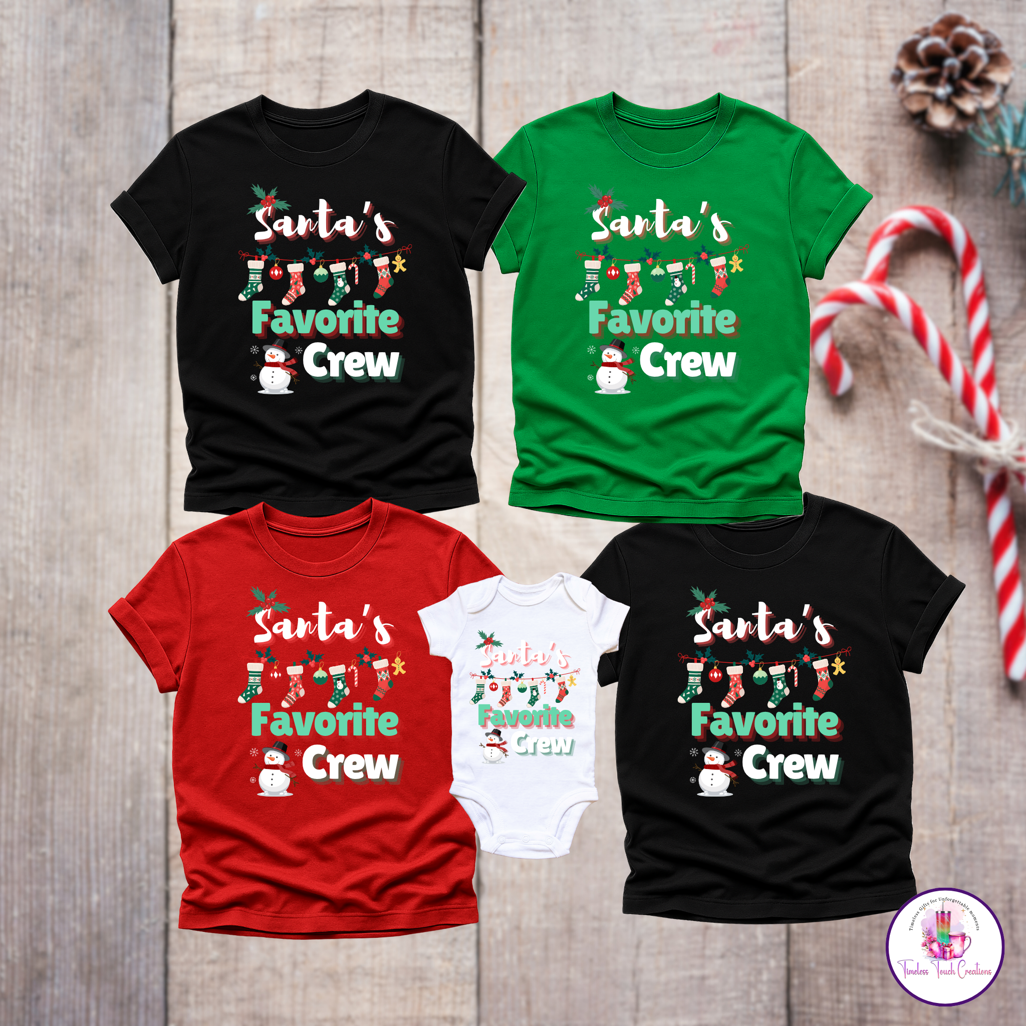 Family Christmas Shirt Santa's Favorite Crew Matching Holiday Outfit