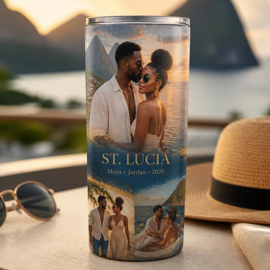 Custom 20 oz Travel Photo Tumbler | Personalized Couple's Keepsake