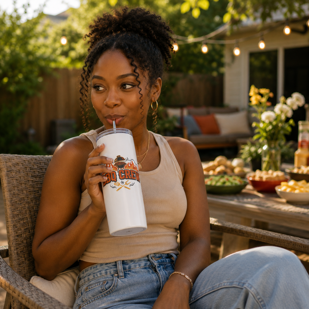 BBQ Crew 20oz Skinny Tumbler | Custom Drinkware for the Ultimate Grill Master