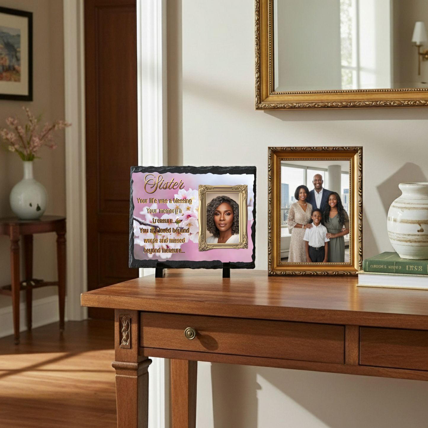 Personalized Memorial Slate Photo Plaque Remembrance Keepsake Display