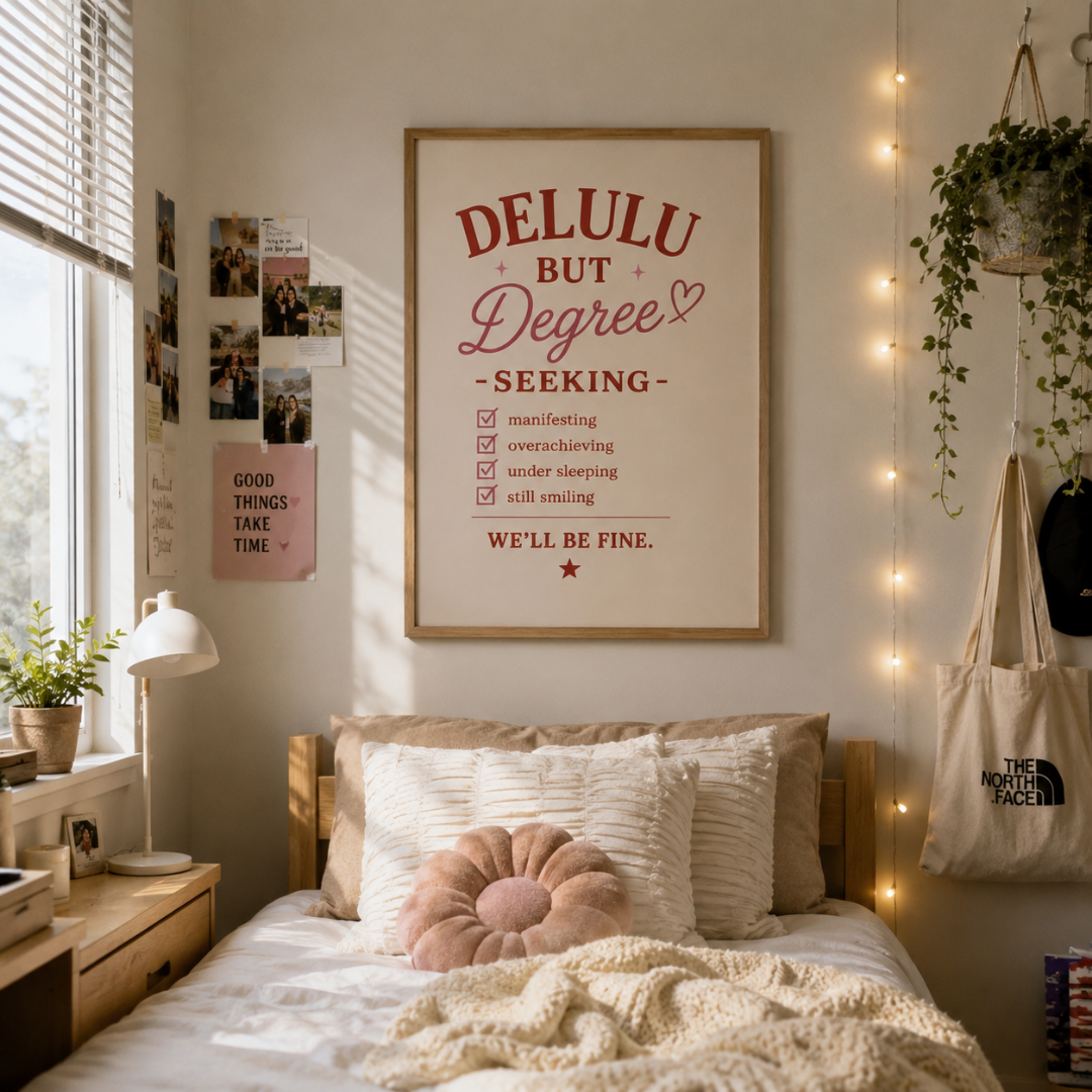 Delulu But Degree Seeking | College Quote Wall Art Print Digital Download
