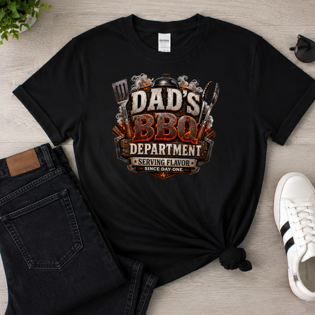 Dad's BBQ Department Serving Flavor Since Day One T-Shirt | Father's Day BBQ Gift Tee