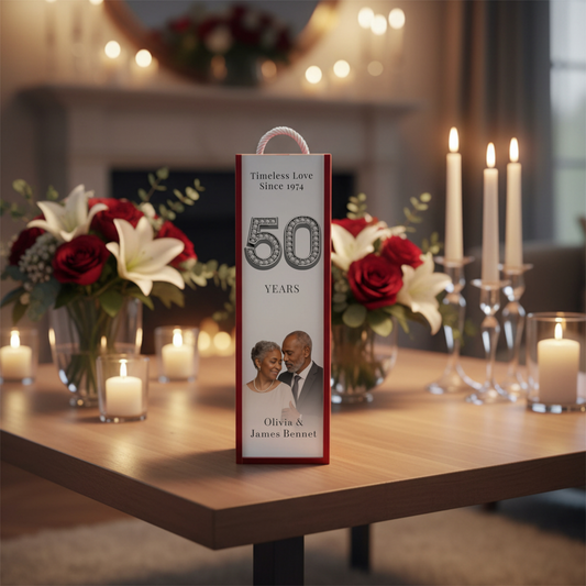 Anniversary Wine Box | Elegant Wooden Wine Gift Box for Couples
