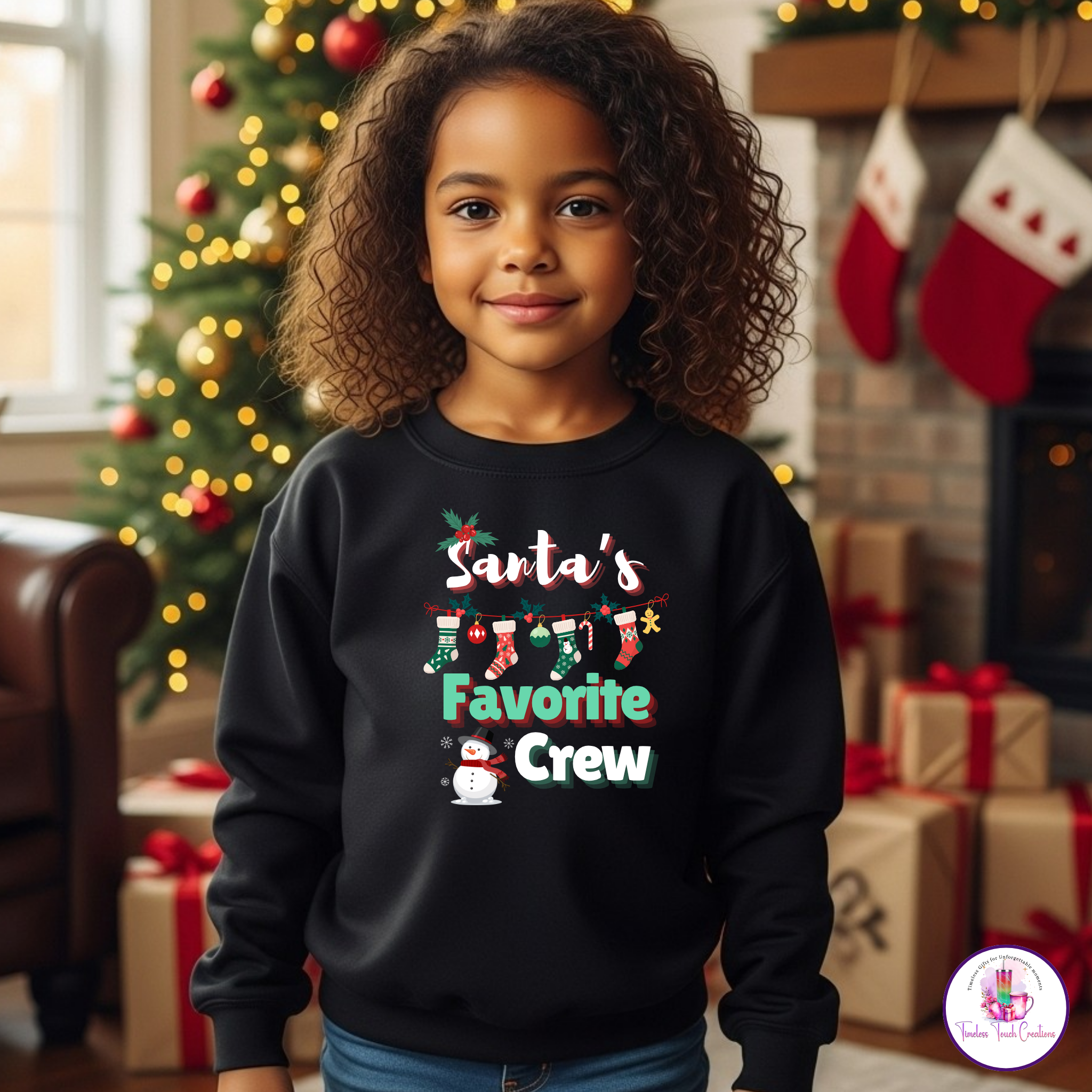 Family Christmas Shirt Santa's Favorite Crew Matching Holiday Outfit