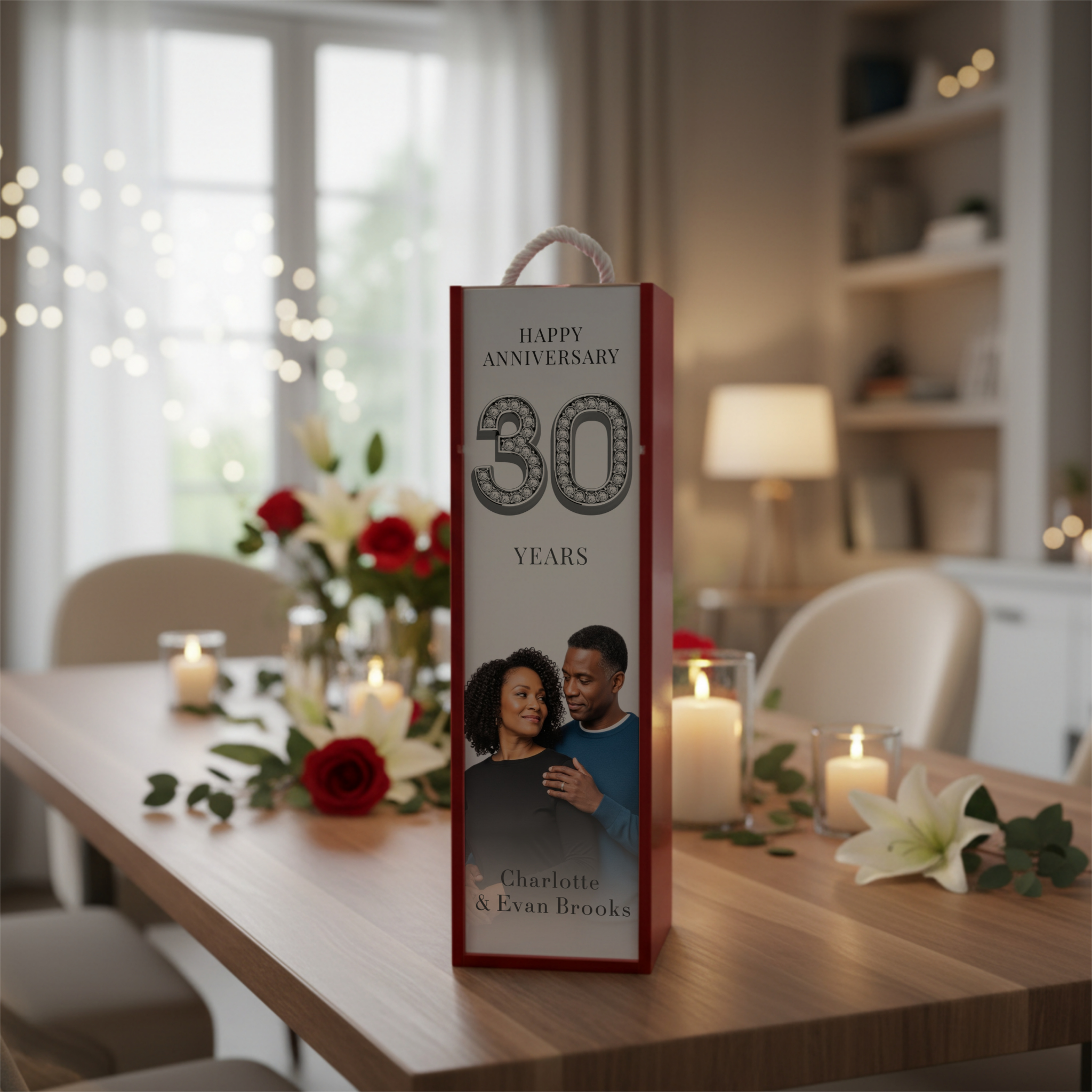 Anniversary Wine Box | Elegant Wooden Wine Gift Box for Couples