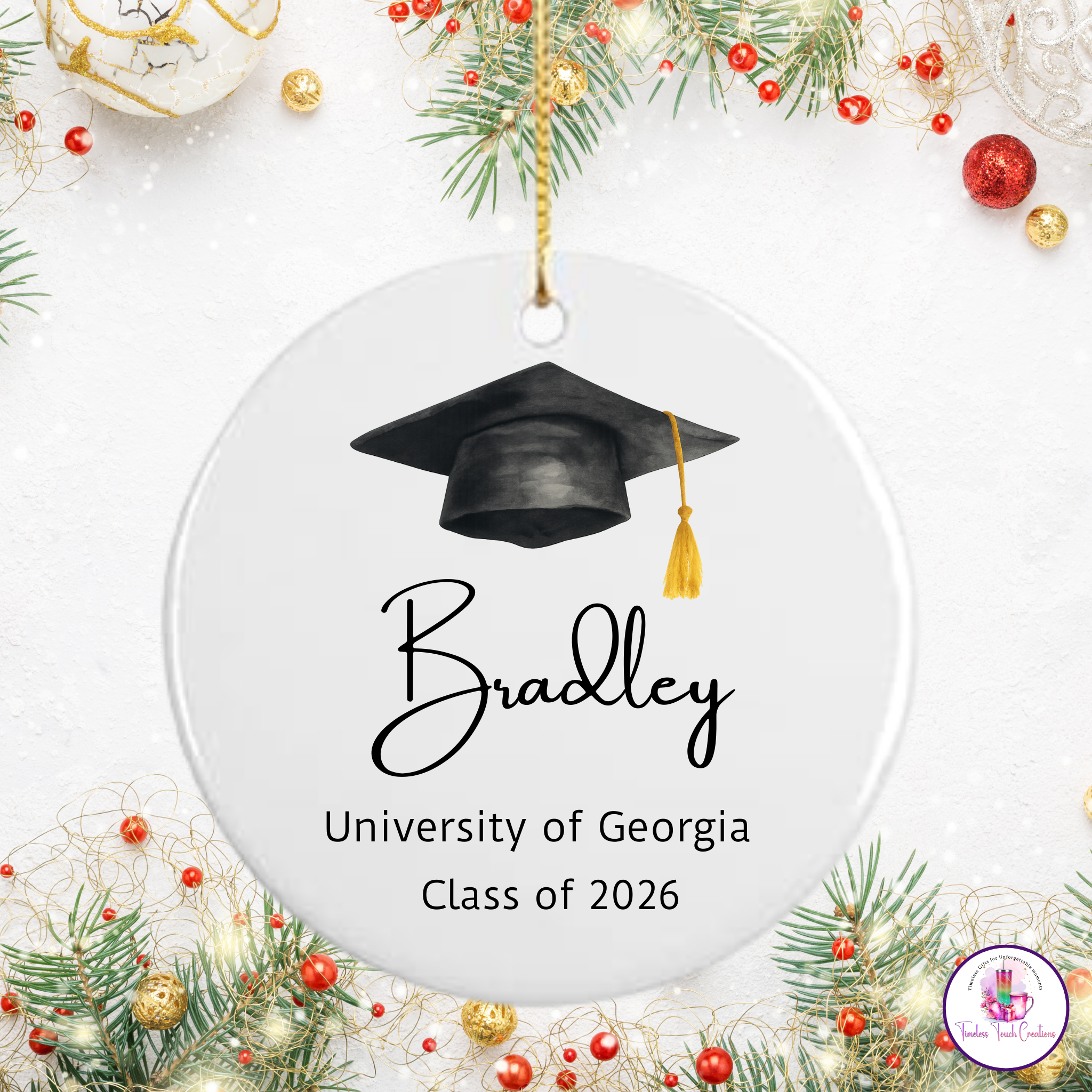Personalized Christmas Ornament, Graduation Senior 2026 Keepsake Gift for High School & College Seniors