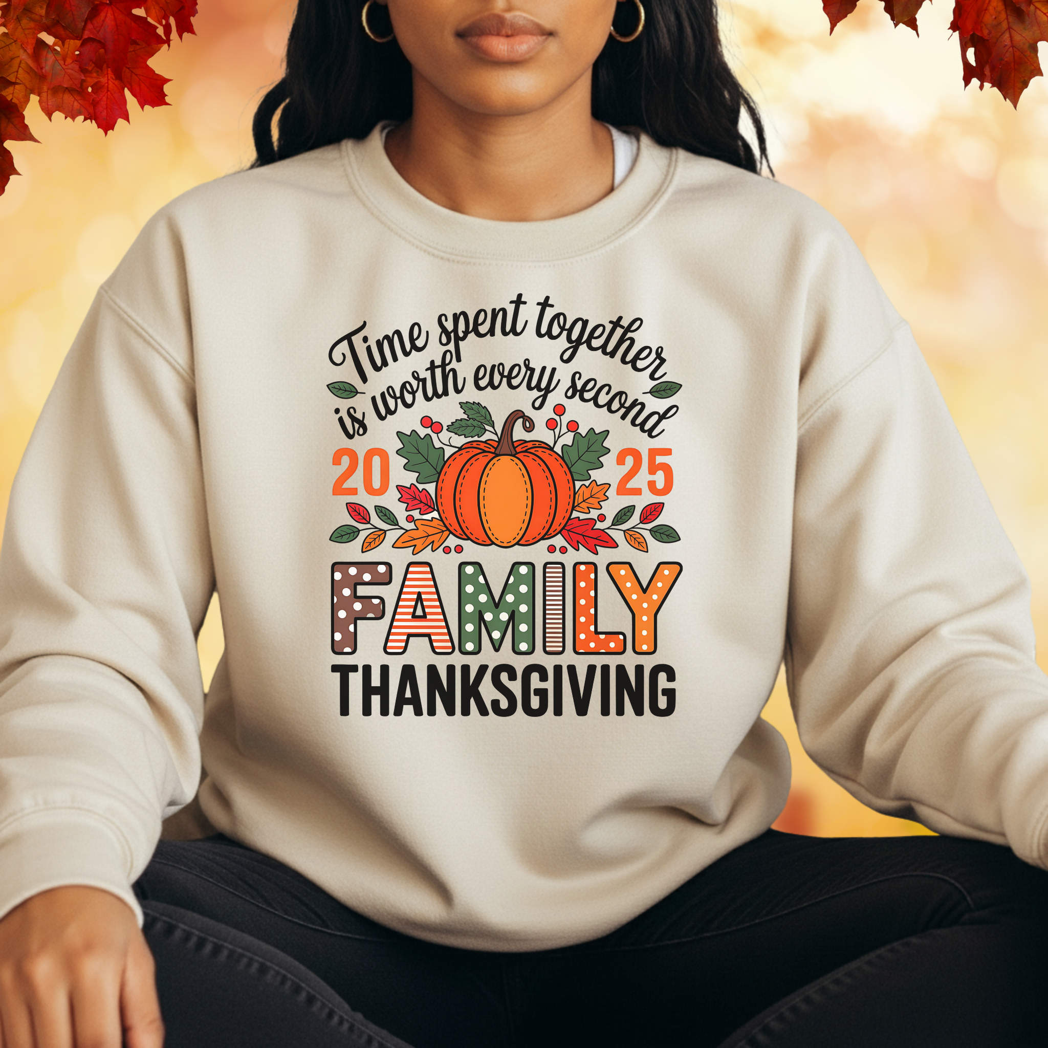 Family Thanksgiving 2025 Matching Shirt Bundle | Fall Family Outfit Set | Time Spent Together Pumpkin Thanksgiving Tees & Sweatshirts